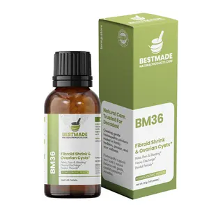 Fibroid Shrink & Ovarian Cysts Remedy (BM36) - Balance Estrogen Levels and Prevent Regrowth, Support for Menstrual Pain and Painful Intercourse | Homeopathic Combination Formula, 140 Pellets