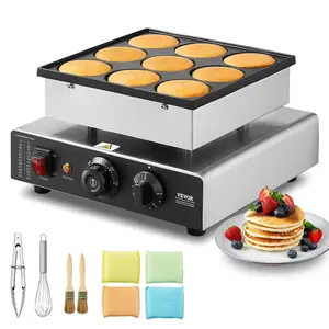 【Father's Day】VEVOR 9PCS 76mm Dutch Pancake Maker Commercial Dorayaki Baker 850W Non-stick