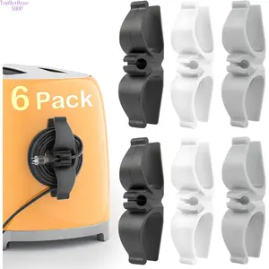 6 Pack Rubber Cord Organizer Adhesive Cord Wrapper Durable 3M Strong Stick On Cable Holder Hidden Wire Keeper Easy Install Reusable Stable Cord Hider Neat Cable Management Essential for Kitchen Home Office Desk Appliance Wall Desktop Tidy Storage Organiza