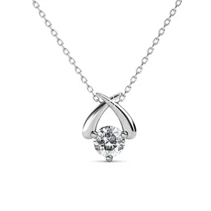 Eloise 18k White Gold Plated Pendant Necklace with Simulated Diamond Crystals