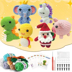 Christmas Gifts Crochet Kit for Beginners – 6PCS DIY Animal Crochet Starter Kit with Step-by-Step Tutorials, Amigurumi Knitting Kit for Kids Ages 8-12 & Adults, Yarn Craft Kit for Holiday Handmade