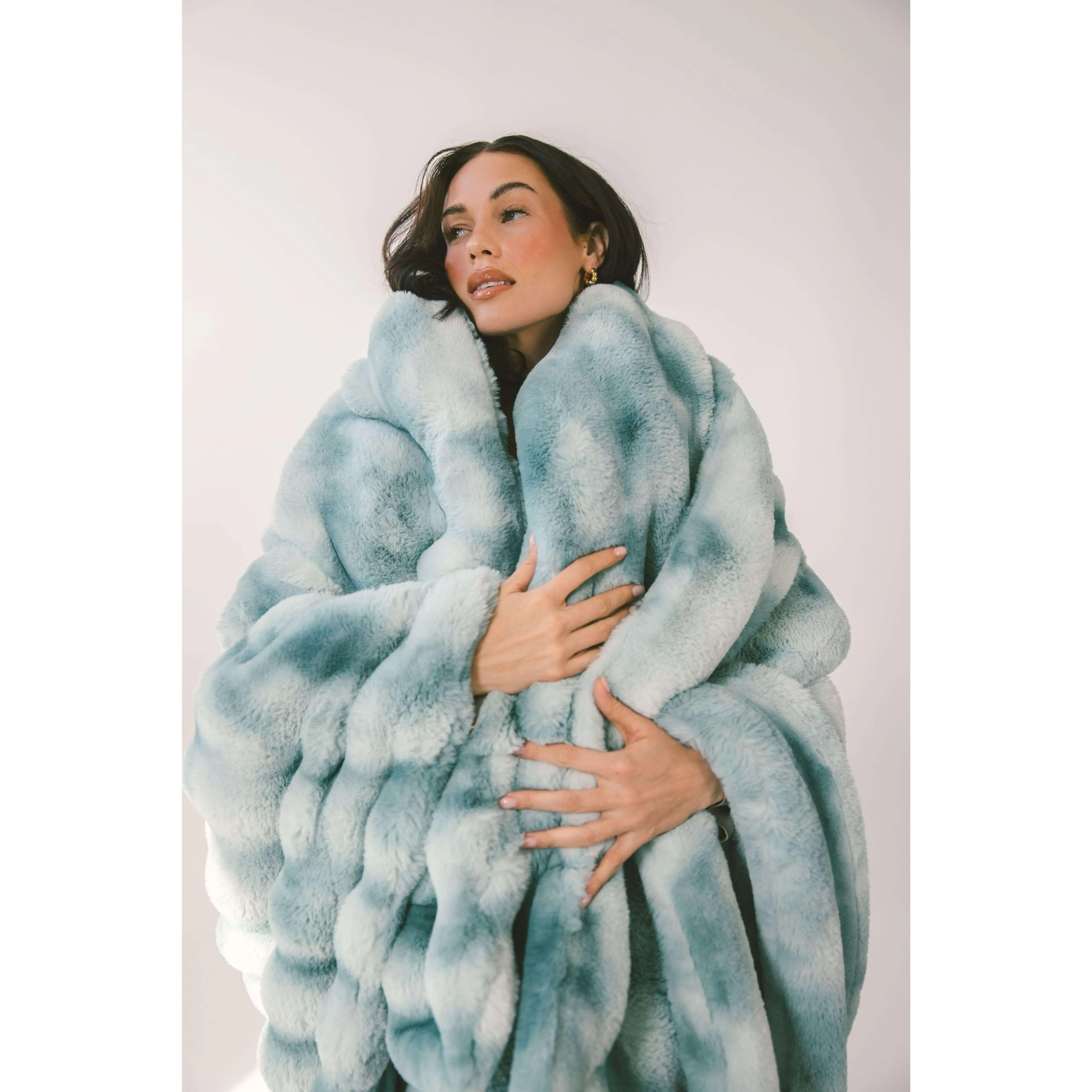 Infant 2-Sided Fluffy Smoke Blue Blanket - 30"x36" Cozy Cloud-Like Bedding Throw, Fluffy Blankets for Bed, Home Use Baby Linens