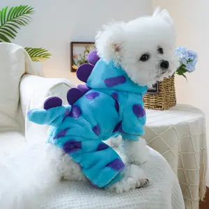 Cute Cartoon Dinosaur Design Pet Costume, Pet Clothes for Small Dogs, Warm Pet Sweater Clothes for Autumn & Winter, Dog & Cat Costumes