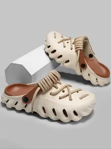 Unisex's Minimalist Casual Lace Up Clogs, Trendy Soft Non-slip Comfortable Clogs, Fashionable Shoes for Indoor & Outdoor Wear, Footwear