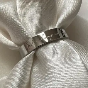 God is Always With You Skinny 4mm Silver Ring Band, Christian Jewelry, Positive Affirmations, Anti Tarnish 316L Stainless Steel
