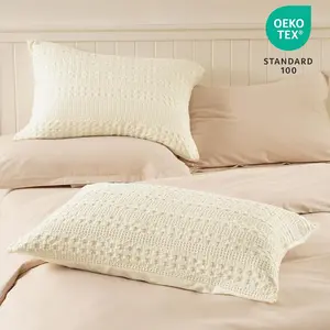 PHF 100% Cotton Waffle Weave Euro Sham Covers, 2 Pack Bed Pillow Covers for Elegant Home Decor, No Filling, Luxury Aesthetic Soft Euro Pillow Cases for Bed