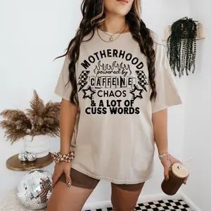 MOTHERHOOD CAFFEINE CUSS WORDS Graphic T-Shirt  or crewneck or hoodie- MAMA Comfort Colors  Womenswear Sweatshirts Casual Long Sleeve