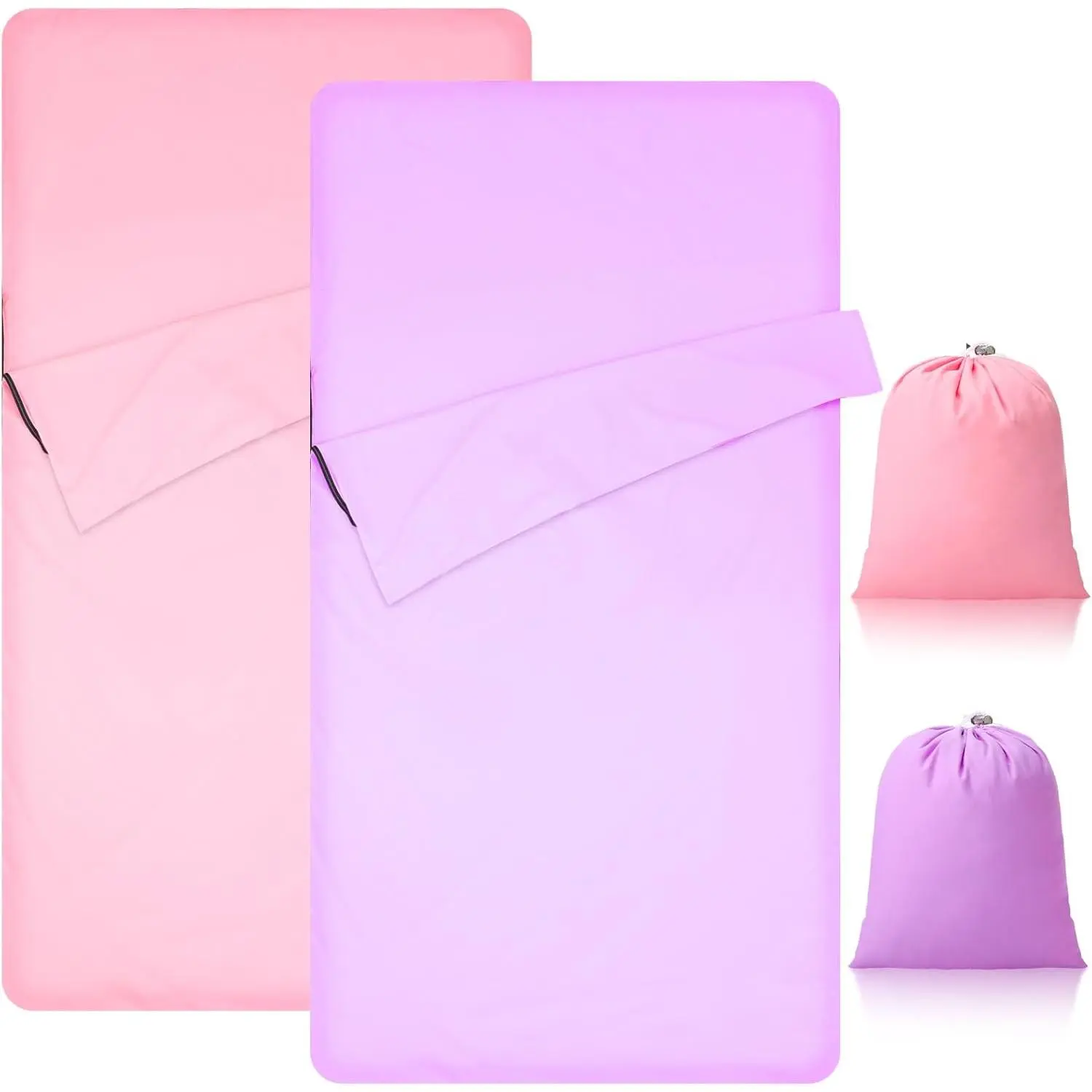 2 Pack Sleeping Bag Liner Portable Polyester Microfiber Adult Sleep Sack with Pocket Bag Travel Self Tan Sheets for Hotel Summer Camping Hiking Business Outdoor Indoor