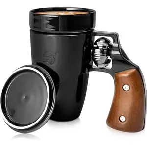 Coffee Mugs for Men, Ceramic Novelty Funny  Cup Revolver Mugs, Birthday Gifts for Father, Black Cool  Coffee Mug for Men, Fathers Day Dad Gifts(16 oz BLACK)