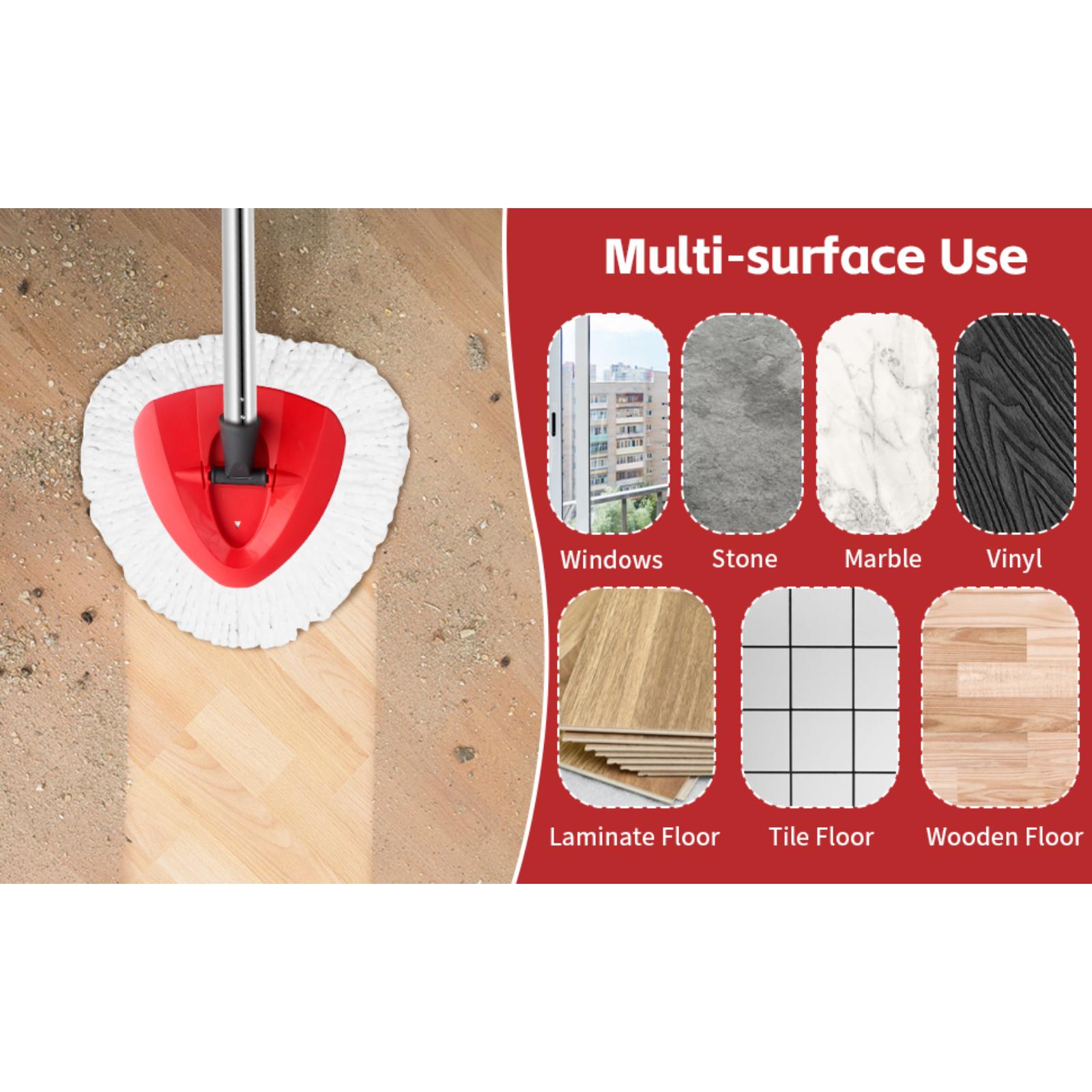 O-Ceda EasyWring Microfiber Spin Mop Head Base Handle Replacement Set with 2 Refills Triangle Head Cover & 30-58in Handle Set for White 1 Tank System