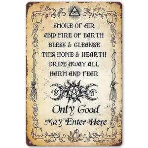 Witchcraft Blessing Metal Sign, 1 Count Vintage Metal Sign,  Decor Wall Art for Living Room, Bedroom, Office, Bar, Cafe, Halloween, Vintage Plaque Decor