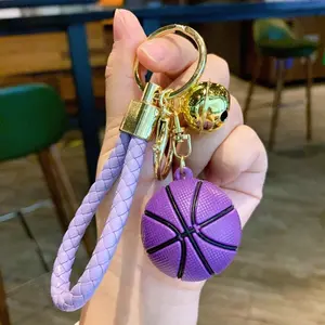 Creative  Championship Basketball Keychain Pendant Car Keychain Backpack Pendant Durable Metal Keychain Practical Gift Suitable For Sports Fans, Athletes, Graduation Gifts (Black/White/Red/Purple)