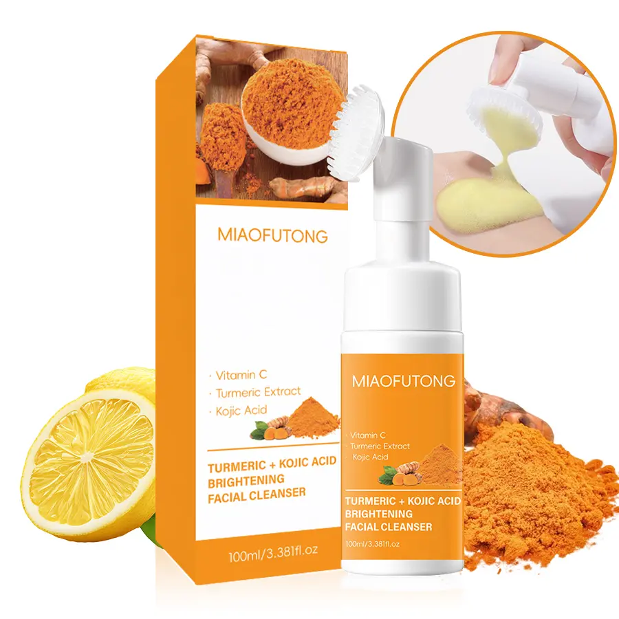 2‑Piece Turmeric Facial Cleansing Kit, Gentle Foaming Mousse & Lemon Turmeric Soap, Daily Skin Care for Men & Women