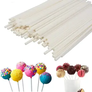 COOLAKE 100 Pack 6 Inch Disposable Lollipop Sticks for Cake Pops & Candy Making Eco-Friendly Food-Grade Paper Sticks for DIY Wedding Cookie Treats Chocolate