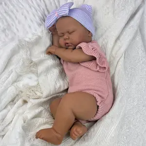 GUESSBELLY 20 Inch 50 CM Asleep Fat Reborn Baby Doll Toy For Girl Vinyl Limbs Cloth Body Black Skin Lifelike Doll Handmade Special Birthday Gift