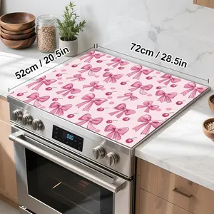 Bow Design Non-Slip Rubber Oven Mat, Stove Panel Protector, Kitchen Decoration, Easy Clean, Multi-Purpose Stove Cover, Kitchen Decorative Placemat