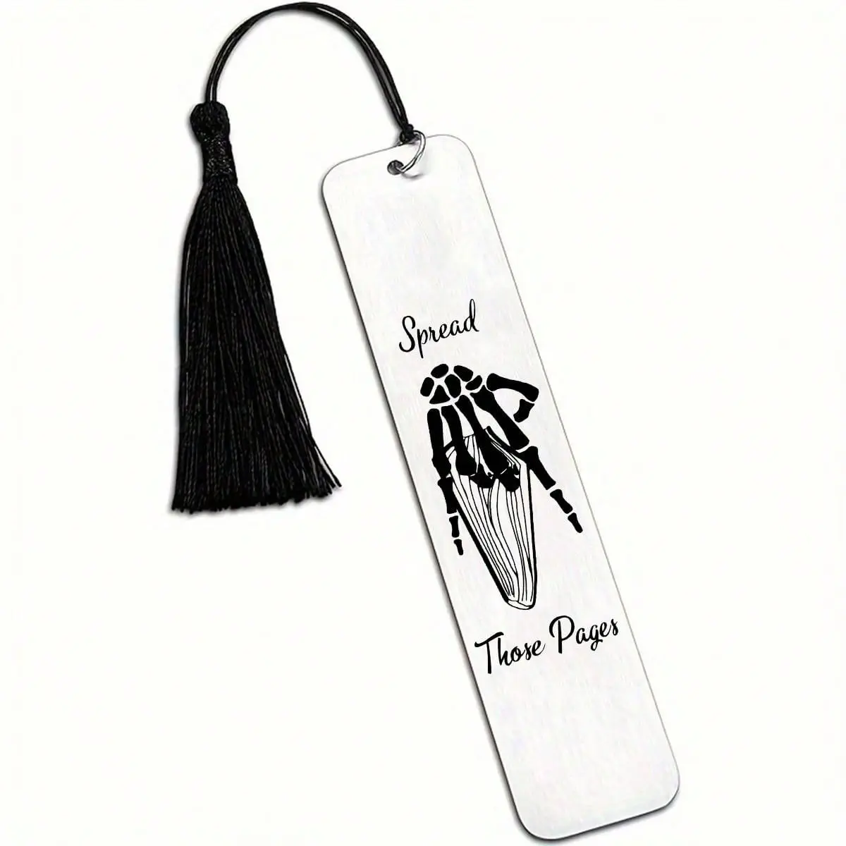 Stainless Steel Bookmark with Tassel, 1/4 Counts Skull Hand Pattern Funny Bookmark, Reading Enthusiast Gift for Friend, Office Stationery & Supplies, Book Accessories, Bookmark Tassels