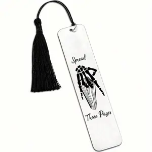 Stainless Steel Bookmark with Tassel, 1/4 Counts Skull Hand Pattern Funny Bookmark, Reading Enthusiast Gift for Friend, Office Stationery & Supplies, Book Accessories