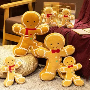 New Christmas Gingerbread Man Plush Toys Cuddly Cartoon Smile Gingerbread Man Pendants Doll Kawaii Home Decor Kids Xmas Gift