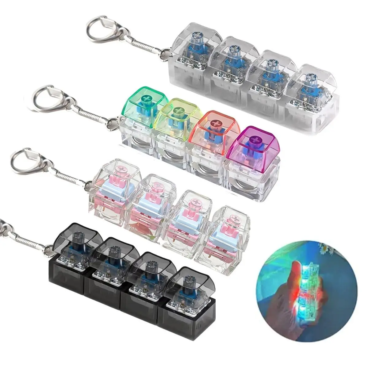 Fidget Clicker Led Fidget Keyboard Clicker Toys with LED Lights Keychain Stress Relief for ...