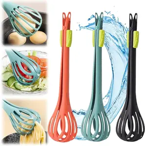 Food Clip Multifunctional Egg Beater 2 in 1 Egg Whisk for Boiled Eggs Noodles Bread - Orange  - Gadget for Gripping Stirring Food Utensils
