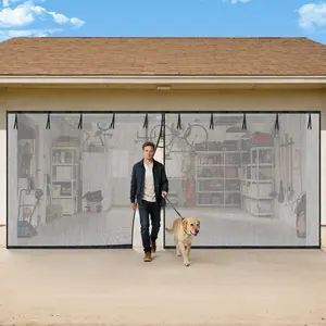 16x7FT Garage Door Screen  Closure with Anti-Wear Bottom Base, Widened Hook & Loop Garage Net Screen 2   Proof Fiberglass Mesh with Weighted Bottoms,  Screen Door Mesh