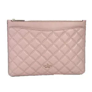 Kate Spade Natalia Quilted Leather Zip Pouch Clutch, Rose Smoke Pink luxury  handbags