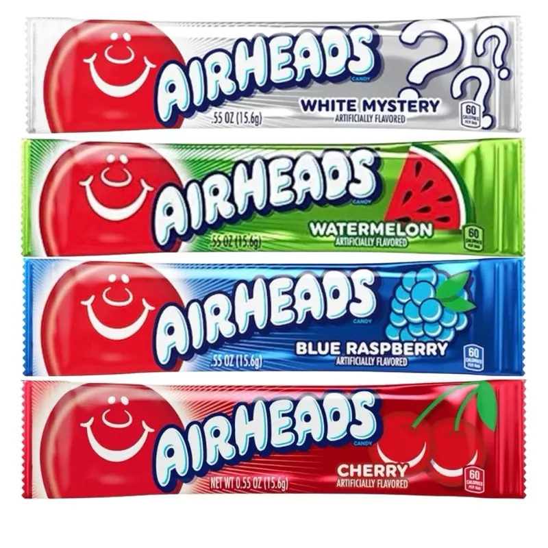 Airheads Candy Bars 12 Pack Single Flavor or Variety Pack | White Mystery, Watermelon, Blue Raspberry & Cherry | NYC Bodega Candy | Retro Chewy Candy | 12 pack– NY Snack Pantry