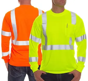 Reflective Long Sleeve Polyester Menswear Shirt- ANSI/ISEA 107-2024 CLASS 3 TYPE R Fabric Mesh Bird Breathable
