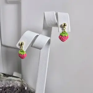 14k Gold Plated Strawberry Earrings High Quality for Girls Fashion Jewelry