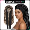 【SUMMER VIBES】Women's Satin Silk Braid Bonnet - 2 Count Large Long Sleep Cap with Stretchy Tie Band for Braids Elastic Soft Premium Designed Hats (Black&Pink)