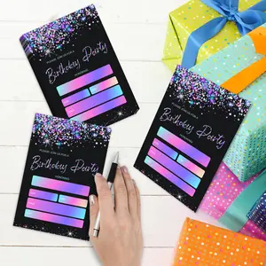 12 Birthday Party Invitations, Fun Party Cards with Envelopes, Neon Theme for Boys or Girls, Double-Sided Design, Holiday Party Supplies Decorations