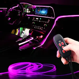Interior Car Ambient Lights Kits, Car Decorative Light, USB Music Sync Multicolor Multiple Modes LED Fiber Optic Light Ambient Neon Wire Lighting Kits for Sedan Truck SUV Accessories Center Console Dashboard
