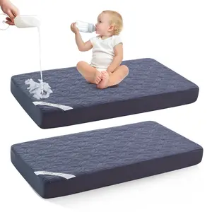 【BEDLORE】Waterproof Crib Mattress Protector 2-Pack, Soft & Breathable Crib Mattress Pad, Noiseless & Machine Washable Toddler Mattress Cover for Standard Baby Crib (52" x 28")