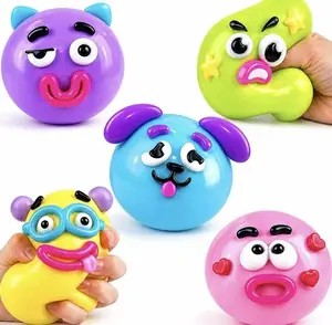 Cartoon Face Changing Stress Ball TPR Squeeze Fidget Toy Funny Expression Anxiety Relief Decompression Gift
