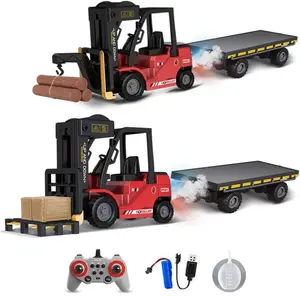 RC Crane Trucks Electric Forklift Remote Control with Spraying, Lights and Sound - Rechargeable Battery - Engineering Toys Car