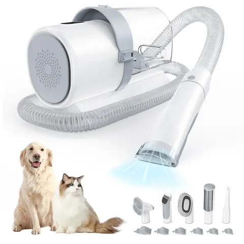 Professional Pet Grooming Vacuum Kit with 2.5L Cup, 3 Suction Modes, Cordless Clippers, 5 Groomer Tools, Low Noise Pet Hair Trimmer for Dogs, Cats