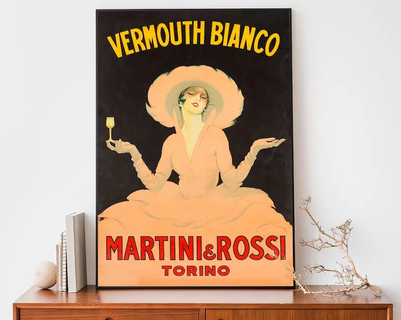 Vintage Poster, Martini Vermouth, Art Nouveau French Print, Alcohol Advertisement