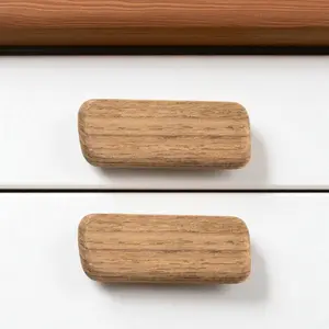 360 stand Surface Mount Rectangle Brown Teak Wood Moisture-Proof Drawer Pull Knobs, Set of 2, Easy Install Doorknobs