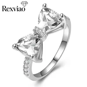 Rexviao Cubic Zirconia Bow Ring - Simple, Sweet Artificial Gemstone Jewelry Accessory for Women, Ideal for Daily Wear, Thoughtful Mom Gift, Mothers Day Gifts Ideas, Cubiczirconia