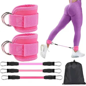 5-Pack Ankle Resistance Band System - Premium TPE Bands with Reinforced Loops, Adjustable Neoprene Cuffs & Carry Pouch, 10/20/30 LBS Resistance for Advanced Leg, Hip & Glute Training, Ideal for Men & Women CrossFit, HIIT & Strength Training