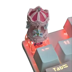 Cute Handmade Carousel Keycap — A Custom ESC Replacement Keycap Designed for Cross-Stem Mechanical Keyboards; A Cute, Personalized Gift for Her