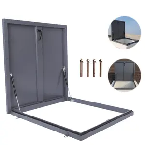 Roof Hatch, Commercial Roof Access Hatch Cover Plate, Aluminum Frame Galvanized Sheet, Hydraulic Support Rod, Roof Safety Door with Switch Type Handle, Suitable for Home Industry (31.5x31.5x3.54inch)