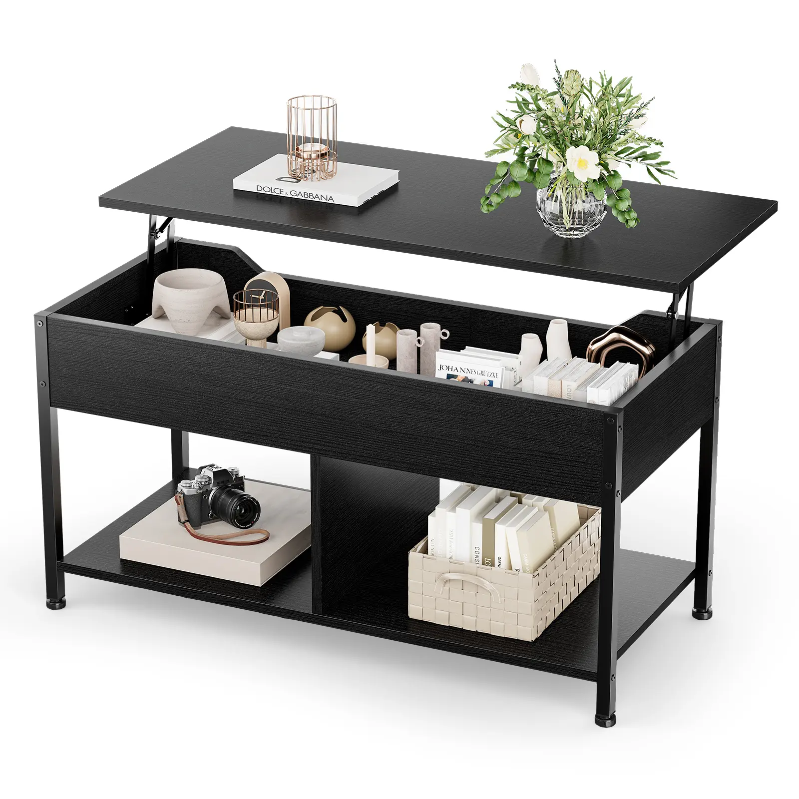 Lift-Top Coffee Table , Adjustable Height Convertible Center Table with Storage, for Living Room