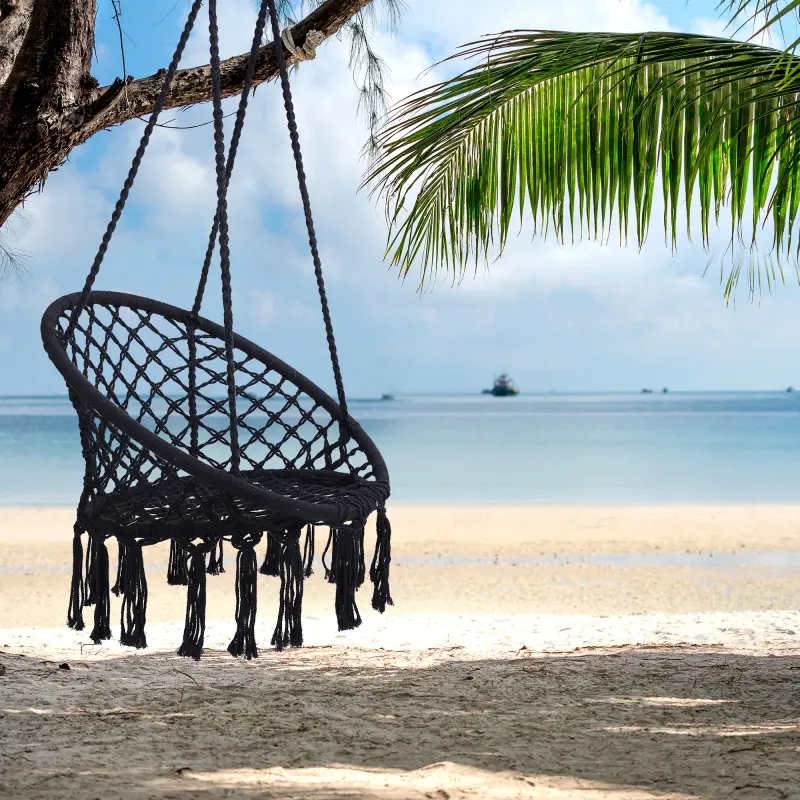 Black Swing,Hammock Chair Macrame Swing,Max 330 Lbs Hanging Cotton Rope Hammock Swing Chair for Indoor and Outdoor load-bearing capacity