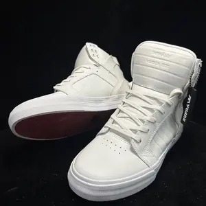 Supra Skytop HF Red White Ruched Leather High Top Sneakers Unisex Shoes