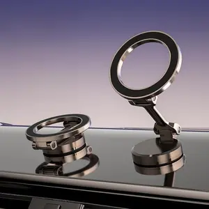 Car Phone Holder MagSafe Magnetic Foldable 360° Adjustable Zinc Alloy Mount for Auto Silver