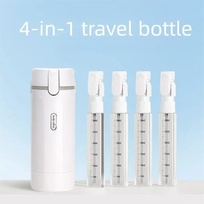 4-in-1 Silicone Travel Dispenser Bottle, Adjustable Leak-Proof Toiletries Storage Pack, Lightweight Durable Compact Container for Shampoo, Lotion, Business, Camping, Gym, White (Allowed On Board) for Purse, Cruises, Zero Mess, Portable