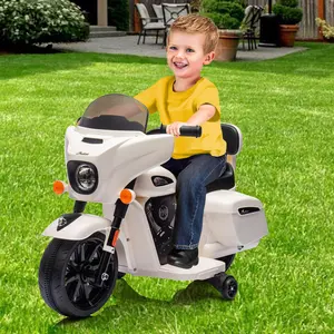 6V Kids Ride-On Electric Motorcycle, Toddler Dirt Bike with Training Wheels, LED Headlight for Ages 2-5