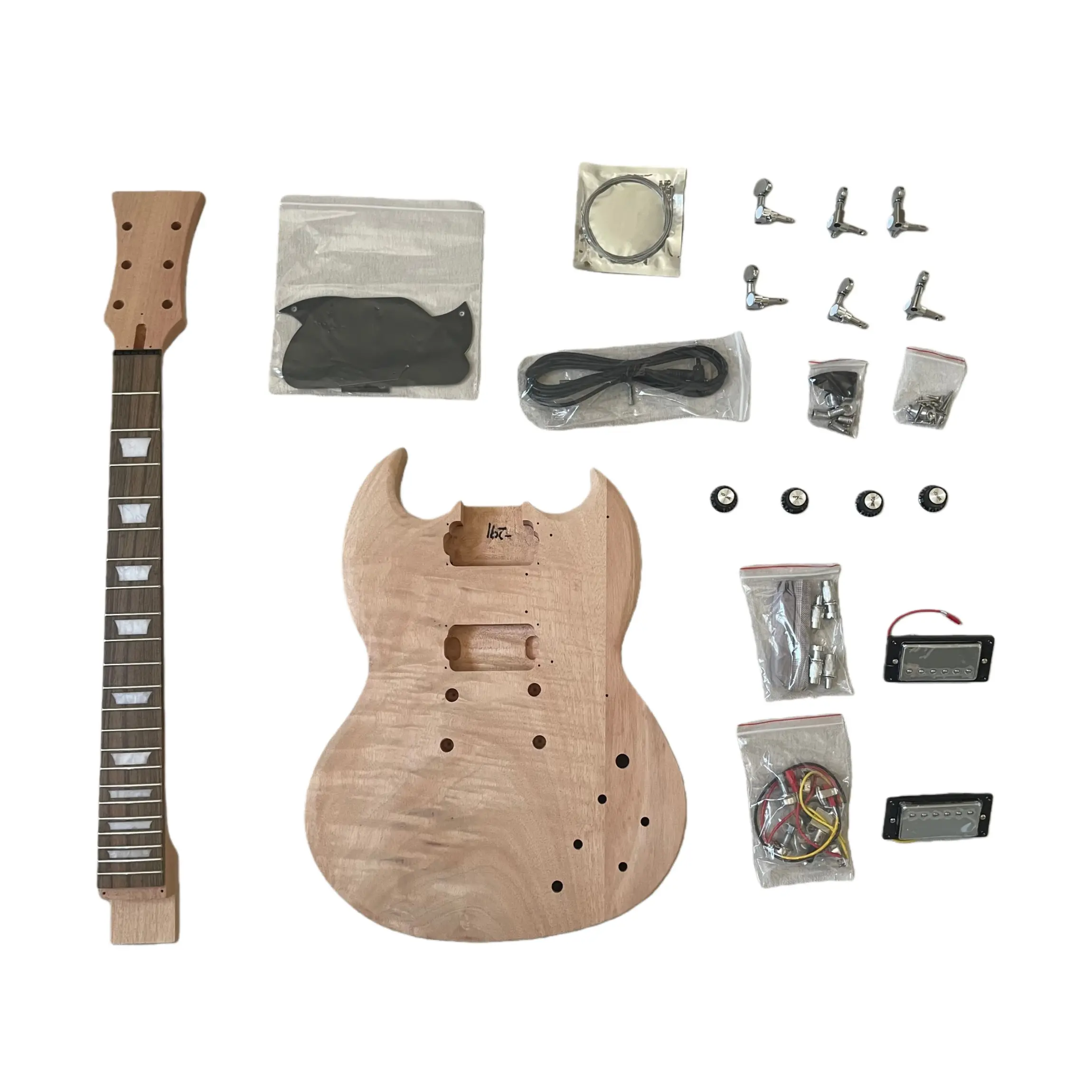 DIY Electric Guitar Kit For SG Style Mahogany Body&Neck Rosewood Fingerboard 6String Right Hand